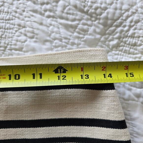 J Crew Striped Pencil Midi Skirt Size 2 Cream Black Cotton Minimalist Career - Picture 5 of 6